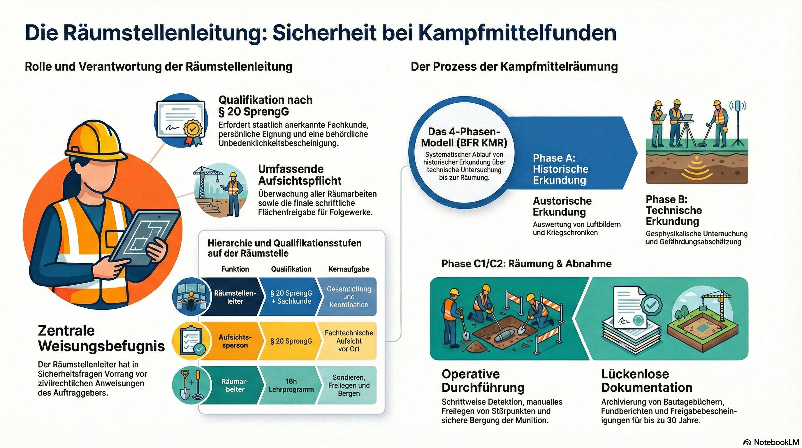 Infografik Räumstellenleitung - Koordination bei Kampfmittelfunden